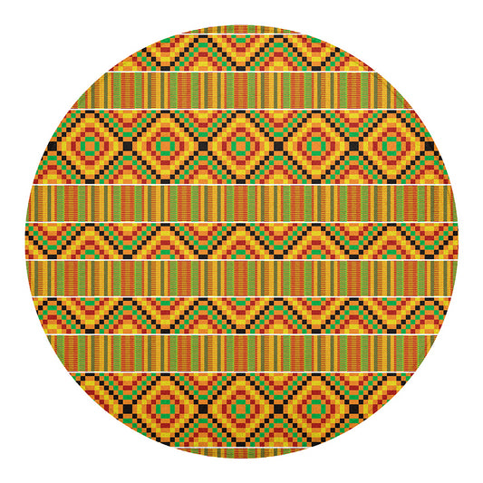 Ethnic Kente Pattern Print Round Blanket