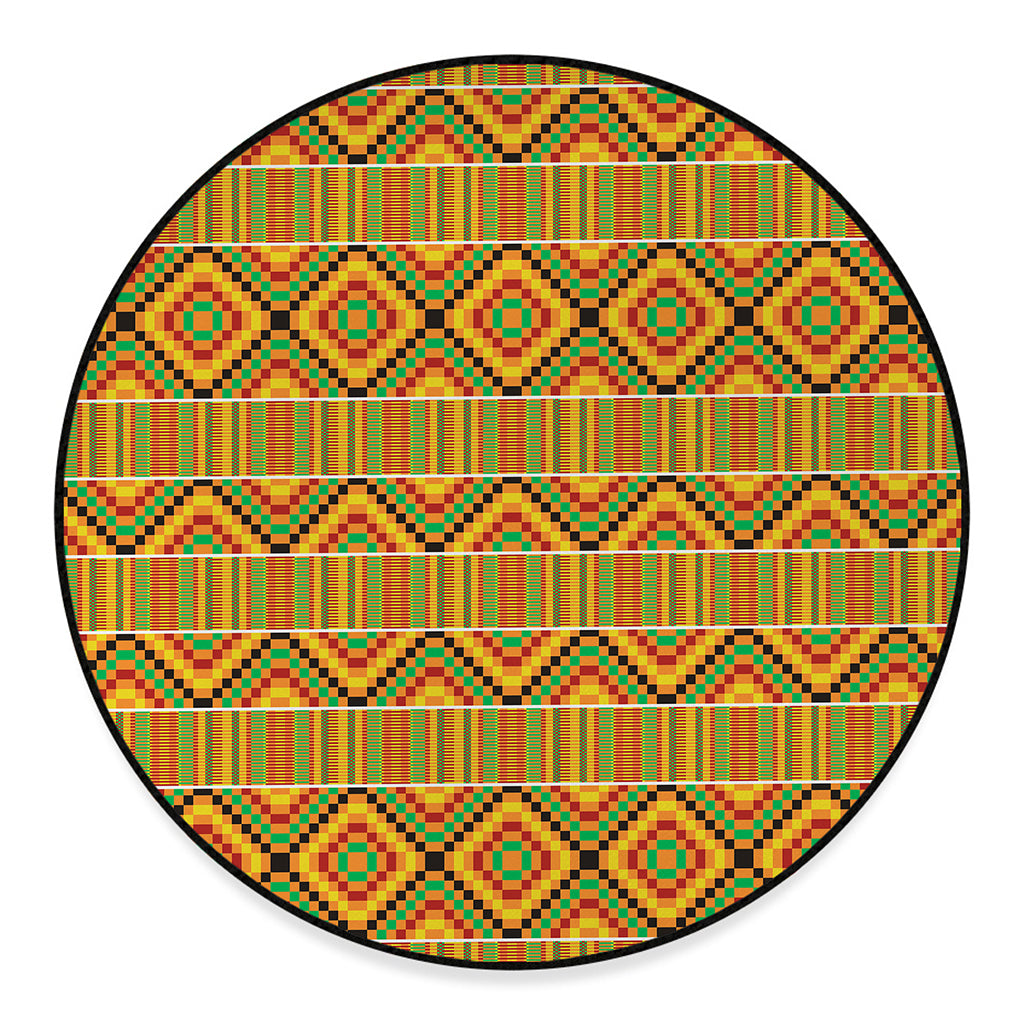 Ethnic Kente Pattern Print Round Floor Mat