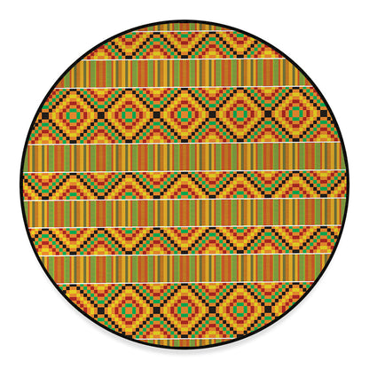 Ethnic Kente Pattern Print Round Floor Mat