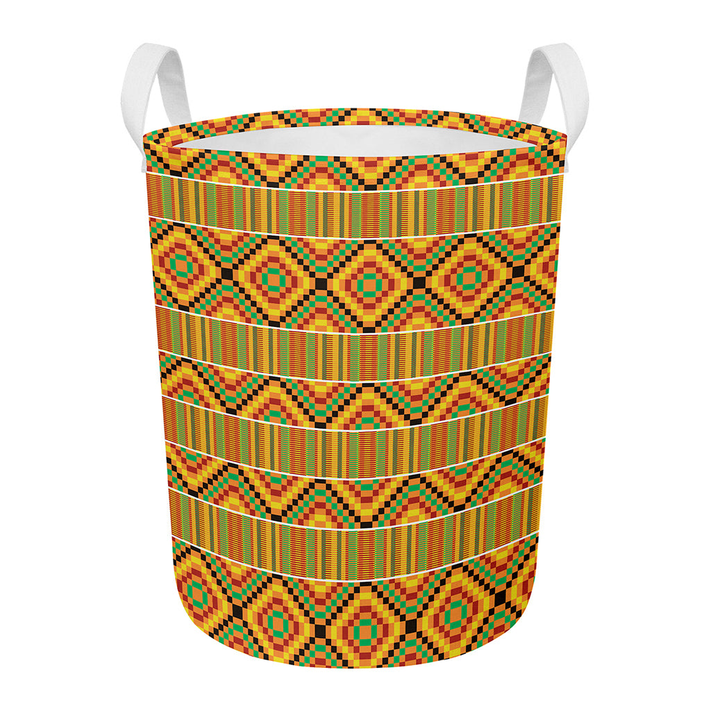 Ethnic Kente Pattern Print Round Laundry Basket