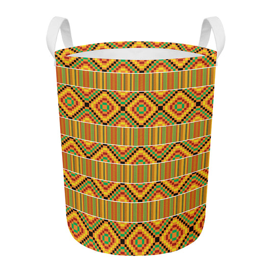 Ethnic Kente Pattern Print Round Laundry Basket