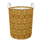 Ethnic Kente Pattern Print Round Laundry Basket
