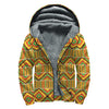 Ethnic Kente Pattern Print Sherpa Lined Zip Up Hoodie