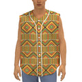 Ethnic Kente Pattern Print Sleeveless Baseball Jersey