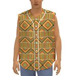 Ethnic Kente Pattern Print Sleeveless Baseball Jersey
