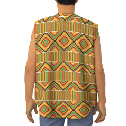 Ethnic Kente Pattern Print Sleeveless Baseball Jersey