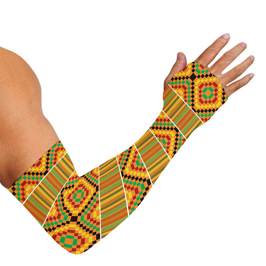 Ethnic Kente Pattern Print Sun Protection Arm Sleeves