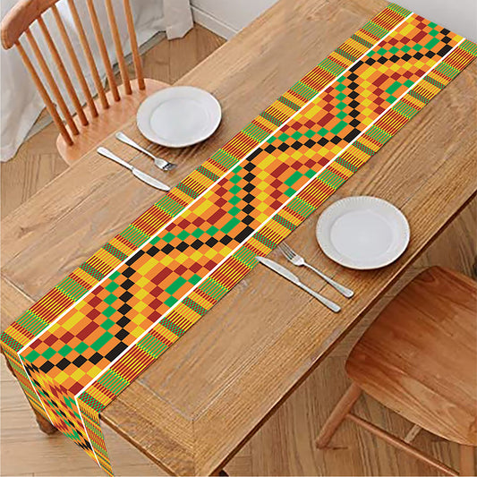 Ethnic Kente Pattern Print Table Runner