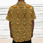 Ethnic Kente Pattern Print Textured Short Sleeve Shirt