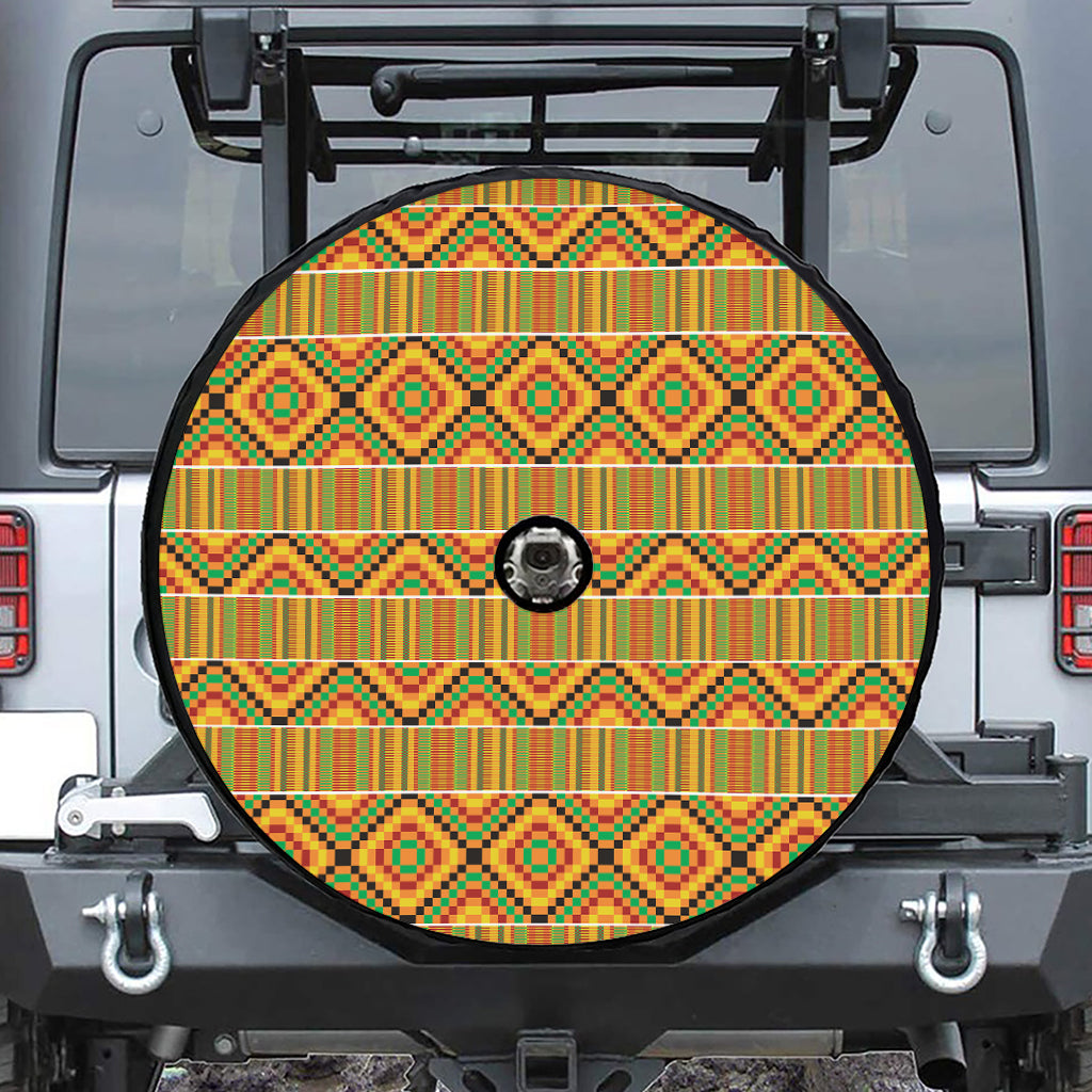 Ethnic Kente Pattern Print Tire Cover With Camera Hole