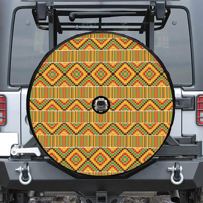 Ethnic Kente Pattern Print Tire Cover With Camera Hole