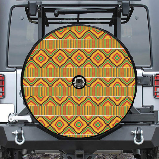 Ethnic Kente Pattern Print Tire Cover With Camera Hole