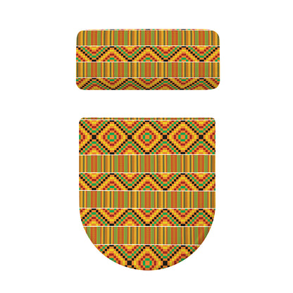 Ethnic Kente Pattern Print Toilet Lid And Tank Cover Set