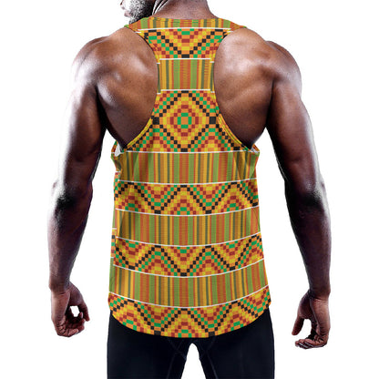 Ethnic Kente Pattern Print Training Tank Top