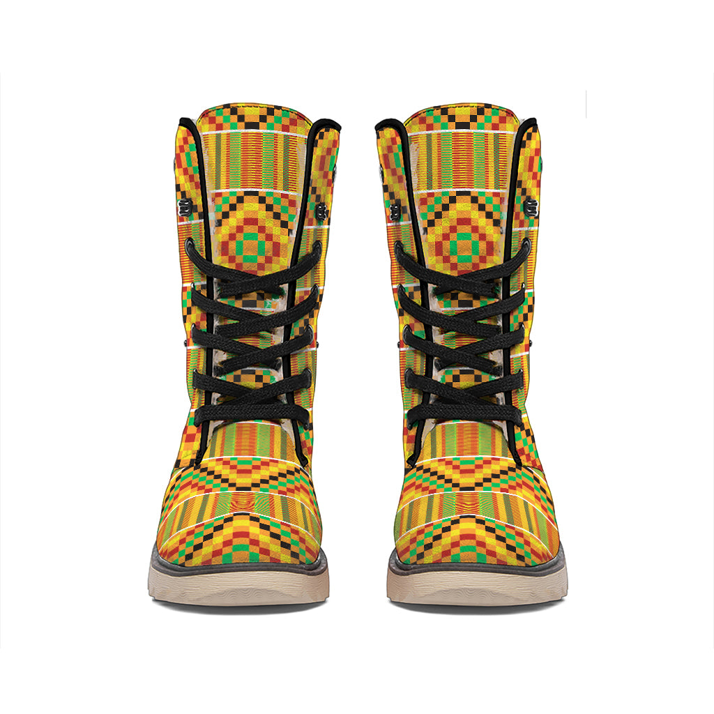 Ethnic Kente Pattern Print Winter Boots