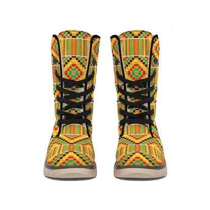 Ethnic Kente Pattern Print Winter Boots