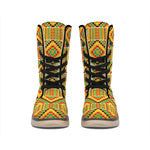 Ethnic Kente Pattern Print Winter Boots