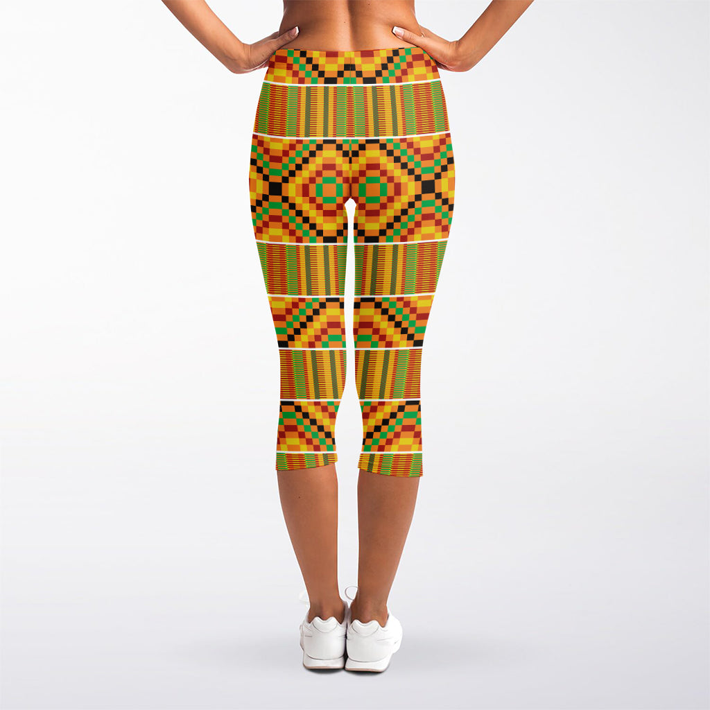 Ethnic Kente Pattern Print Women's Capri Leggings