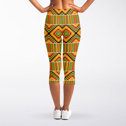 Ethnic Kente Pattern Print Women's Capri Leggings
