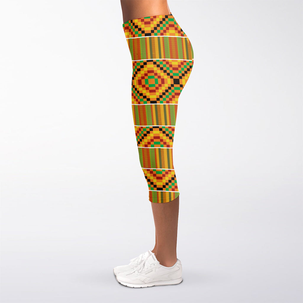 Ethnic Kente Pattern Print Women's Capri Leggings