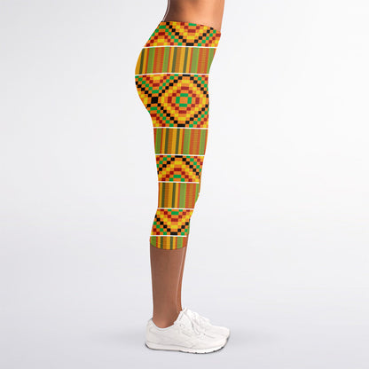 Ethnic Kente Pattern Print Women's Capri Leggings