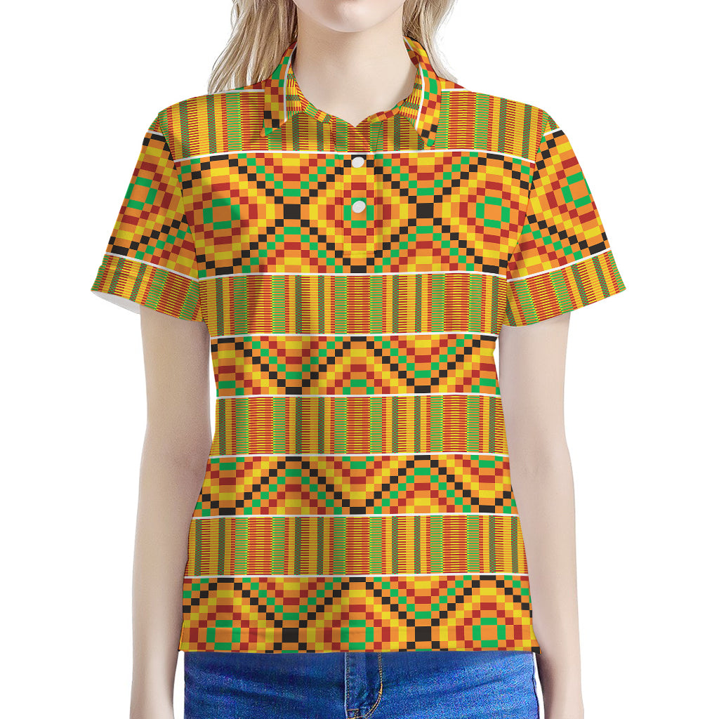 Ethnic Kente Pattern Print Women's Polo Shirt
