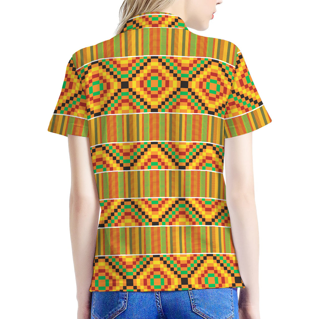 Ethnic Kente Pattern Print Women's Polo Shirt