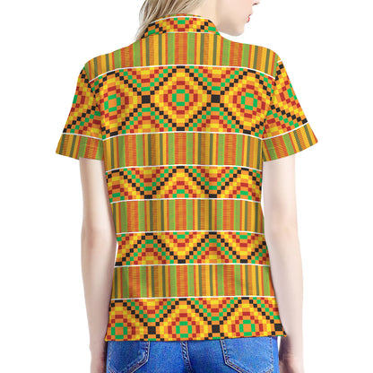 Ethnic Kente Pattern Print Women's Polo Shirt