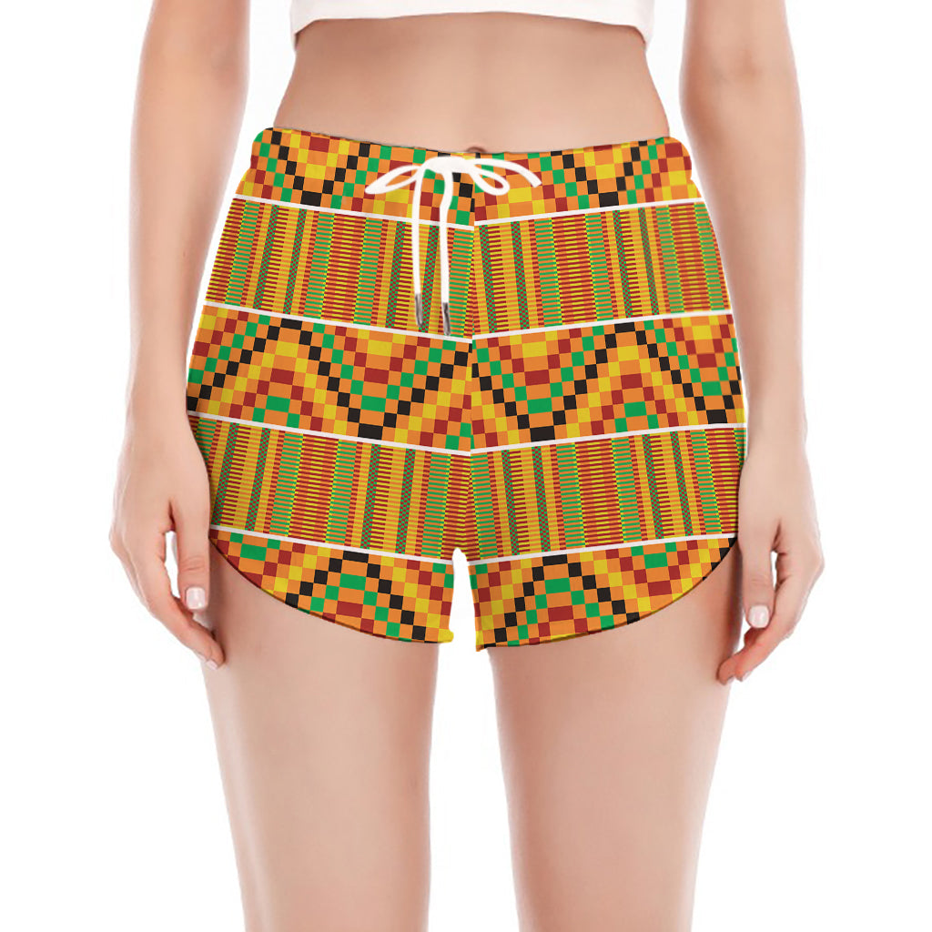 Ethnic Kente Pattern Print Women's Split Running Shorts