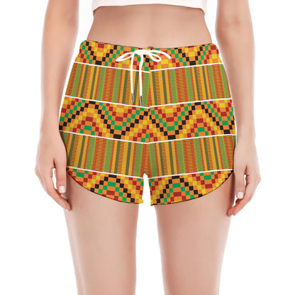 Ethnic Kente Pattern Print Women's Split Running Shorts