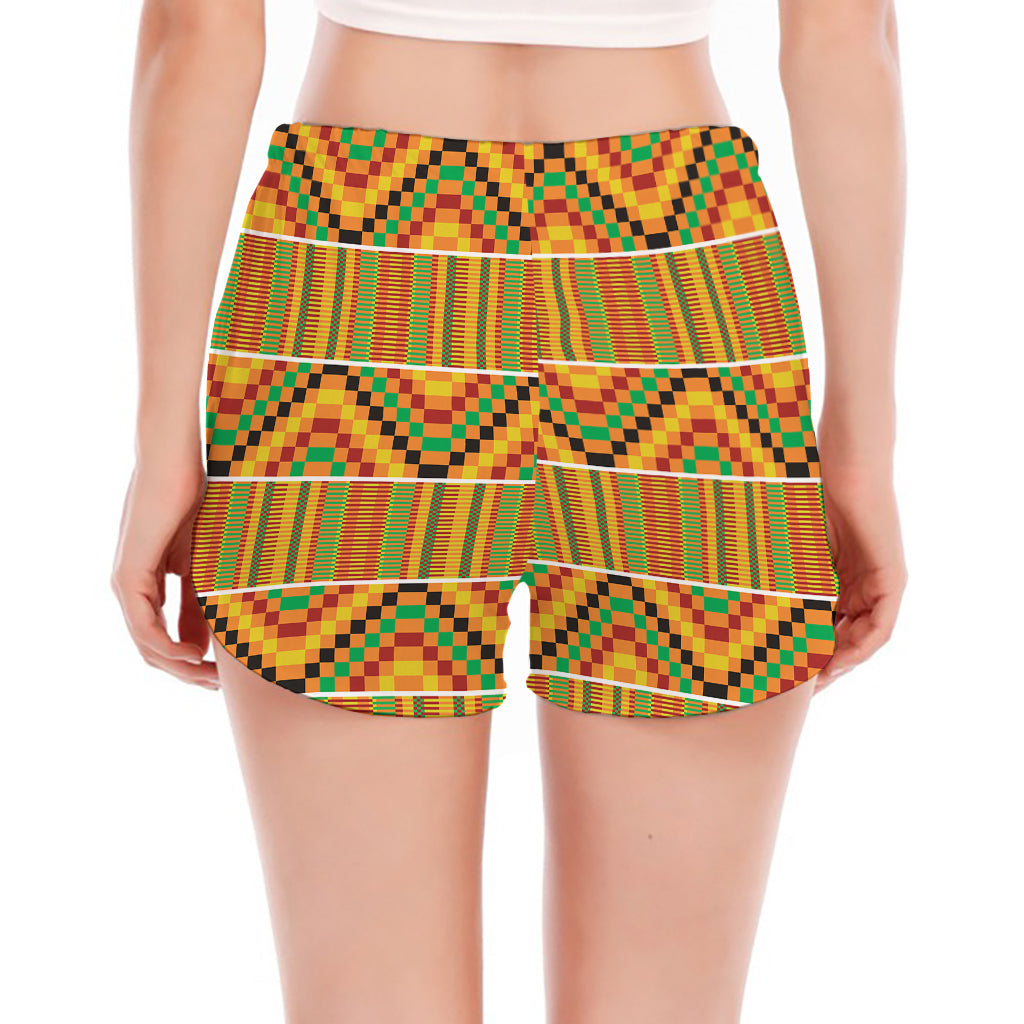 Ethnic Kente Pattern Print Women's Split Running Shorts