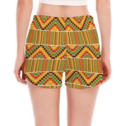 Ethnic Kente Pattern Print Women's Split Running Shorts