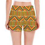 Ethnic Kente Pattern Print Women's Split Running Shorts