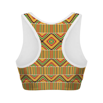 Ethnic Kente Pattern Print Women's Sports Bra