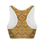 Ethnic Kente Pattern Print Women's Sports Bra