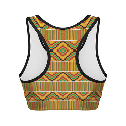 Ethnic Kente Pattern Print Women's Sports Bra