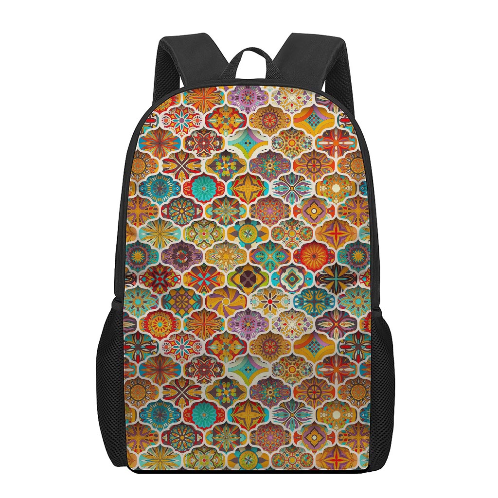 Ethnic Mandala Bohemian Pattern Print 17 Inch Backpack