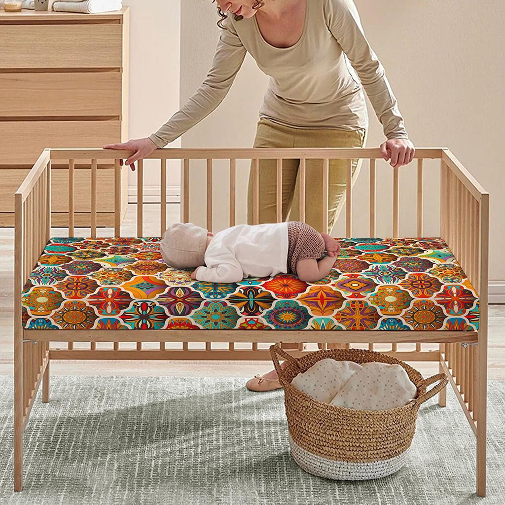 Ethnic Mandala Bohemian Pattern Print Baby Crib Sheet