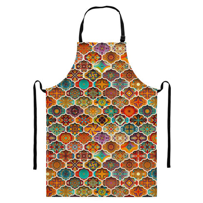 Ethnic Mandala Bohemian Pattern Print Bib Apron With Pocket