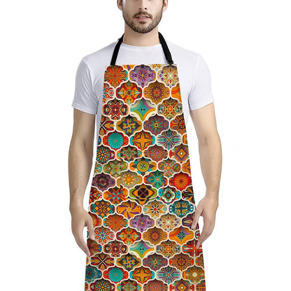Ethnic Mandala Bohemian Pattern Print Bib Apron With Pocket
