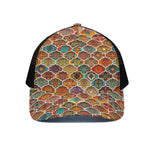 Ethnic Mandala Bohemian Pattern Print Black Mesh Trucker Cap