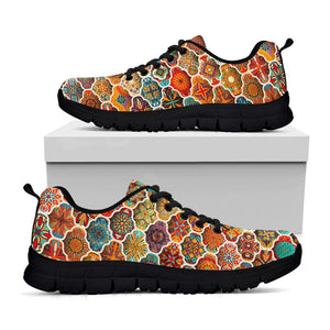 Ethnic Mandala Bohemian Pattern Print Black Running Shoes