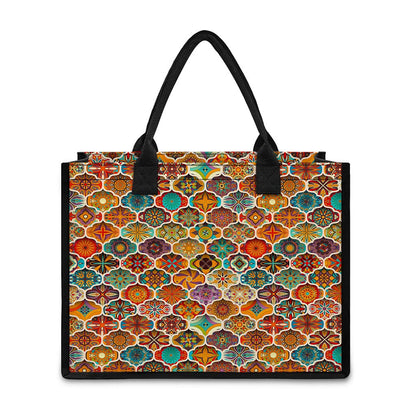 Ethnic Mandala Bohemian Pattern Print Canvas Tote Bag