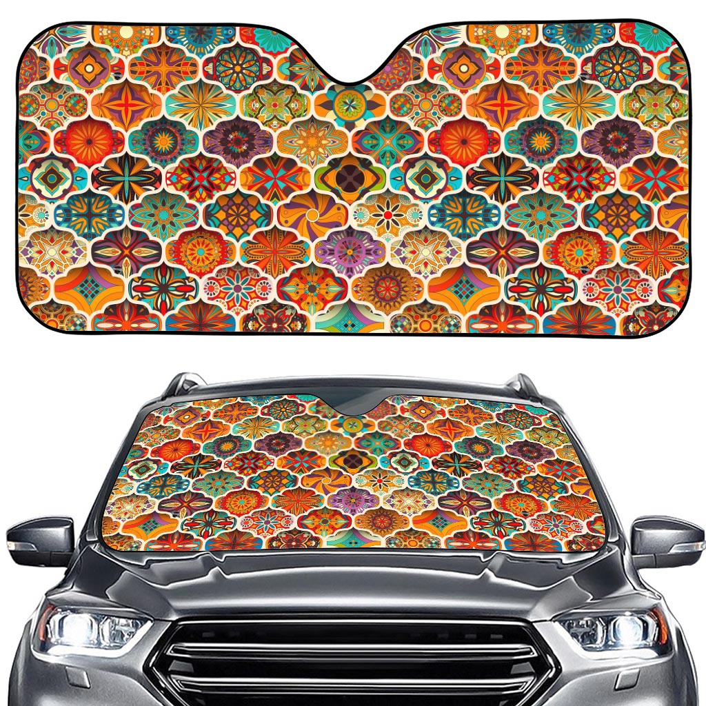 Ethnic Mandala Bohemian Pattern Print Car Windshield Sun Shade