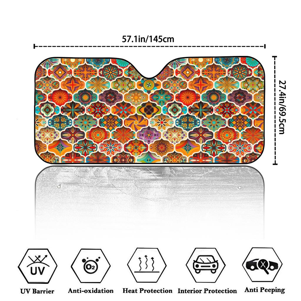 Ethnic Mandala Bohemian Pattern Print Car Windshield Sun Shade