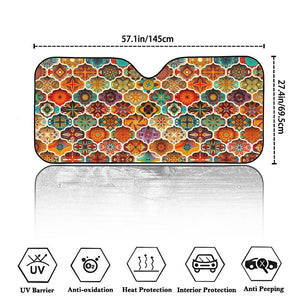 Ethnic Mandala Bohemian Pattern Print Car Windshield Sun Shade