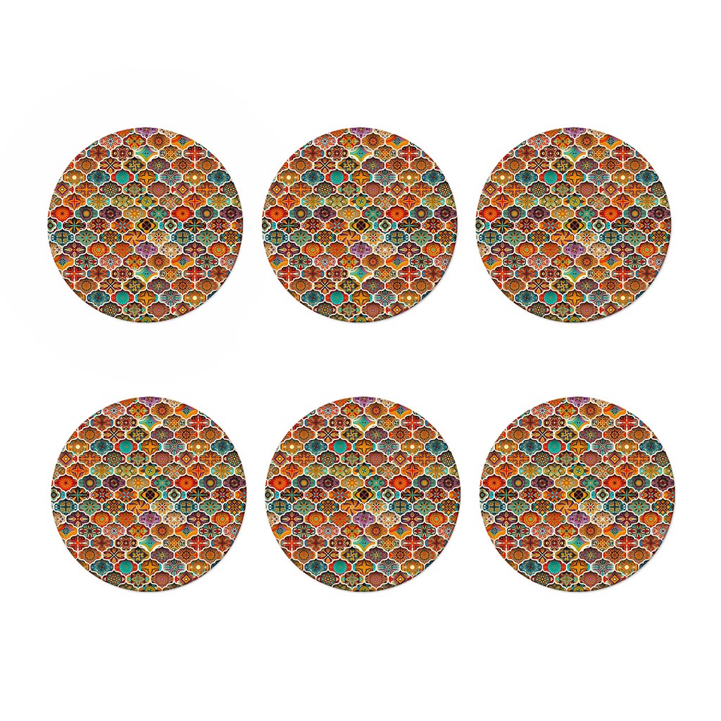 Ethnic Mandala Bohemian Pattern Print Coaster Set