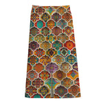 Ethnic Mandala Bohemian Pattern Print Cotton Front Slit Maxi Skirt