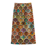 Ethnic Mandala Bohemian Pattern Print Cotton Front Slit Maxi Skirt