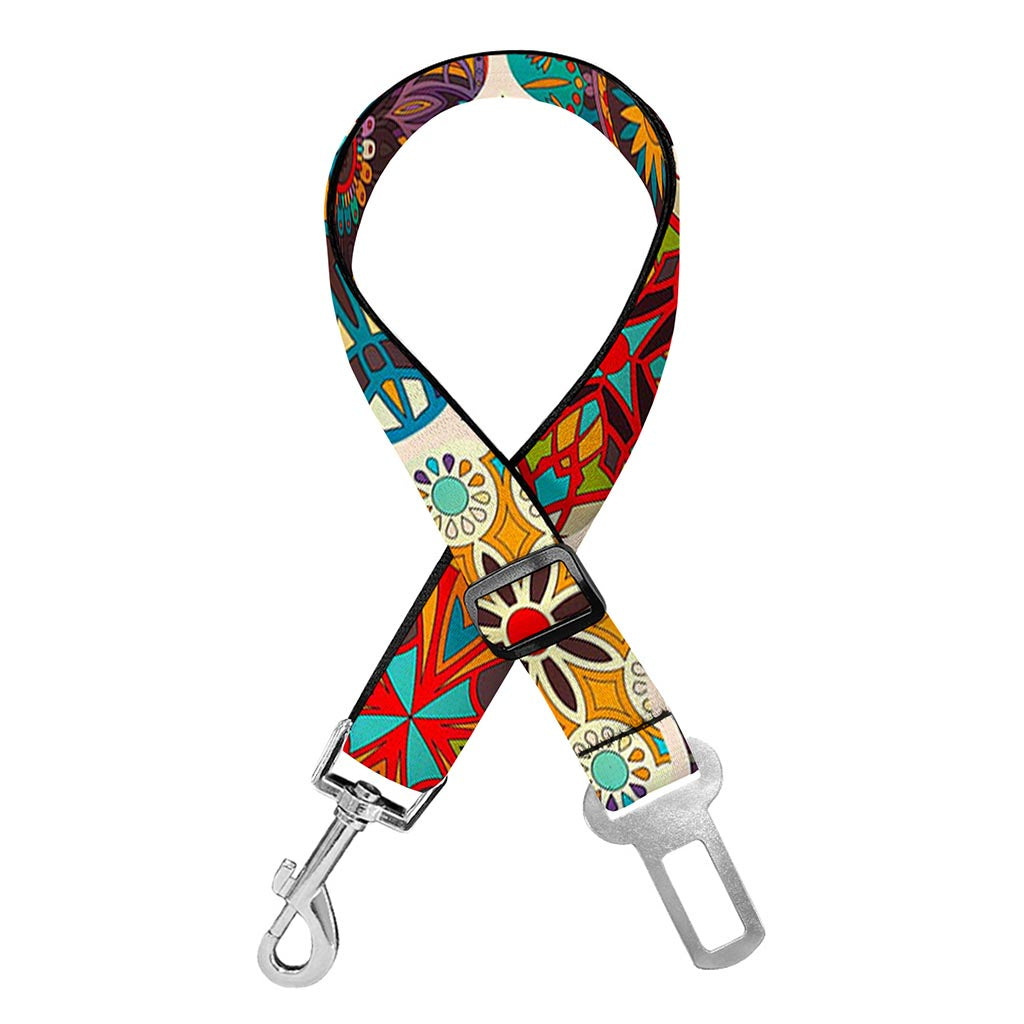 Ethnic Mandala Bohemian Pattern Print Dog Seat Belt